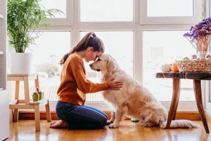 woman at a pet therapy program